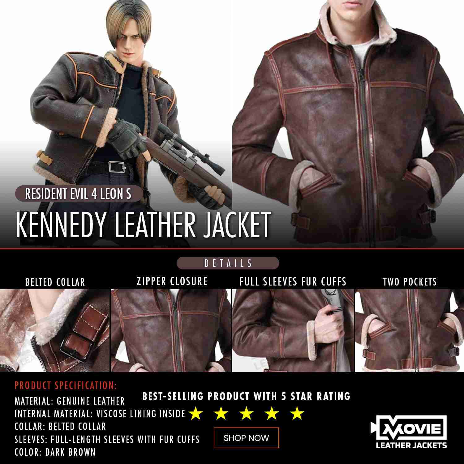 Resident Evil 4 Leon Scott Kennedy Jacket MovieLeatherJackets