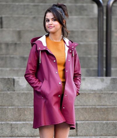 chan a rainy day in new york selena gomez purple coat