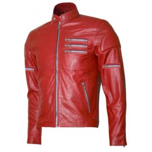 Silver Zipper Red Biker Jacket