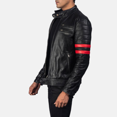 Black & Red Biker Jacket For Mens