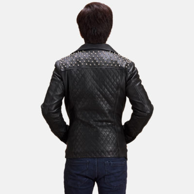 Studded Black Biker Leather Jacket