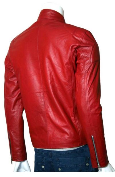 Mens Red Biker Elegant Jacket - Image 3