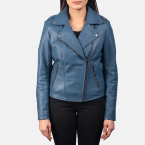 Womens Flashback Blue Biker Jacket