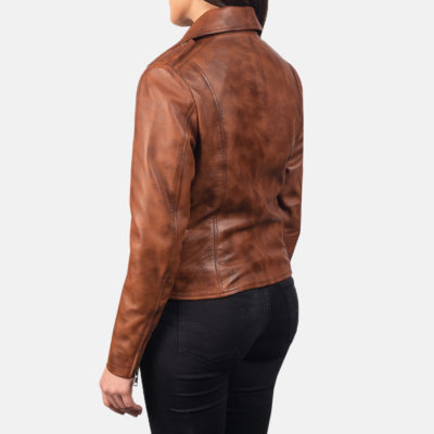 Flashback Brown Leather Womens Biker Jacket