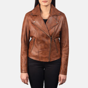 Womens Flashback Brown Biker Jacket