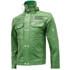 High Collar Leather Biker Jacket