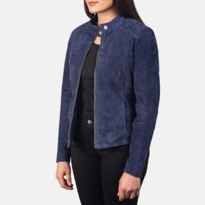 Kelsee Navy Blue Biker Womens Jacket