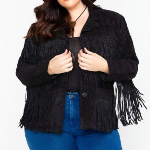 Womens Fringe Black Leather Jacket