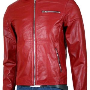 Red Leather Biker Jacket