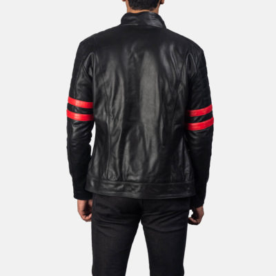Monza Mens Black and Red Biker Jacket
