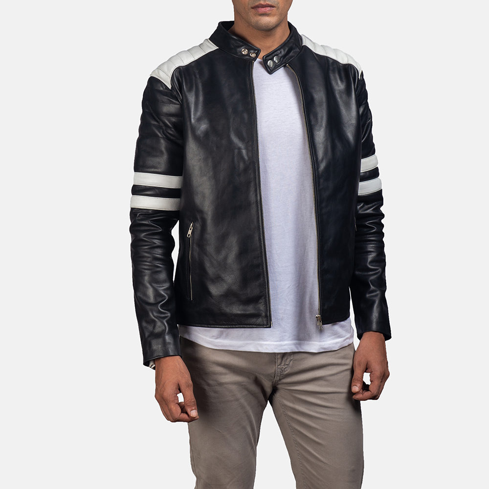 white leather riding jacket