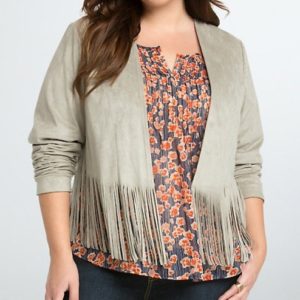 Womens Fringe Faux Plus Size Jacket
