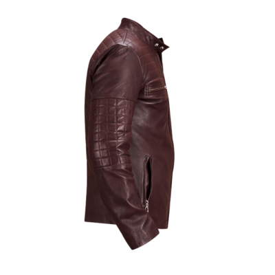 Maroon Leather Urbane Quilted Jacket