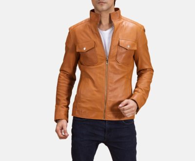 Mens Voltex Tan Biker Jacket