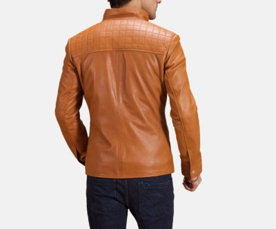 Mens Biker Voltex Tan Leather Jacket