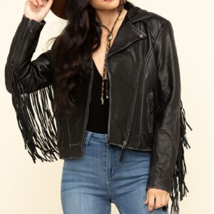 Black Fringe Leather Jacket