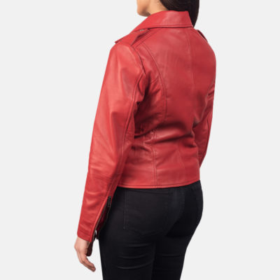 Flashback Red Leather Motorcycle Jacket for Women