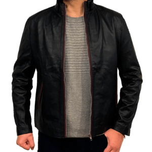 Mens Black Jacket Red Zipper Style