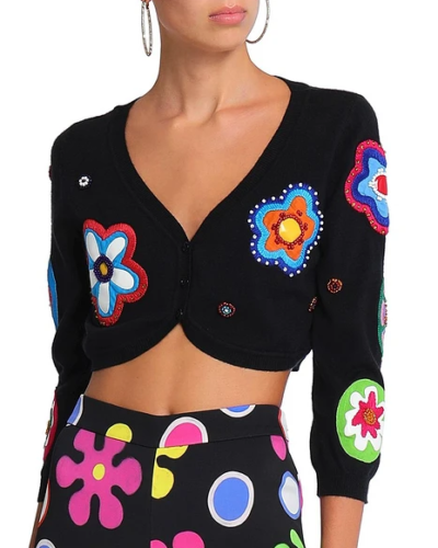 holidate emma roberts patch cardigan sweater