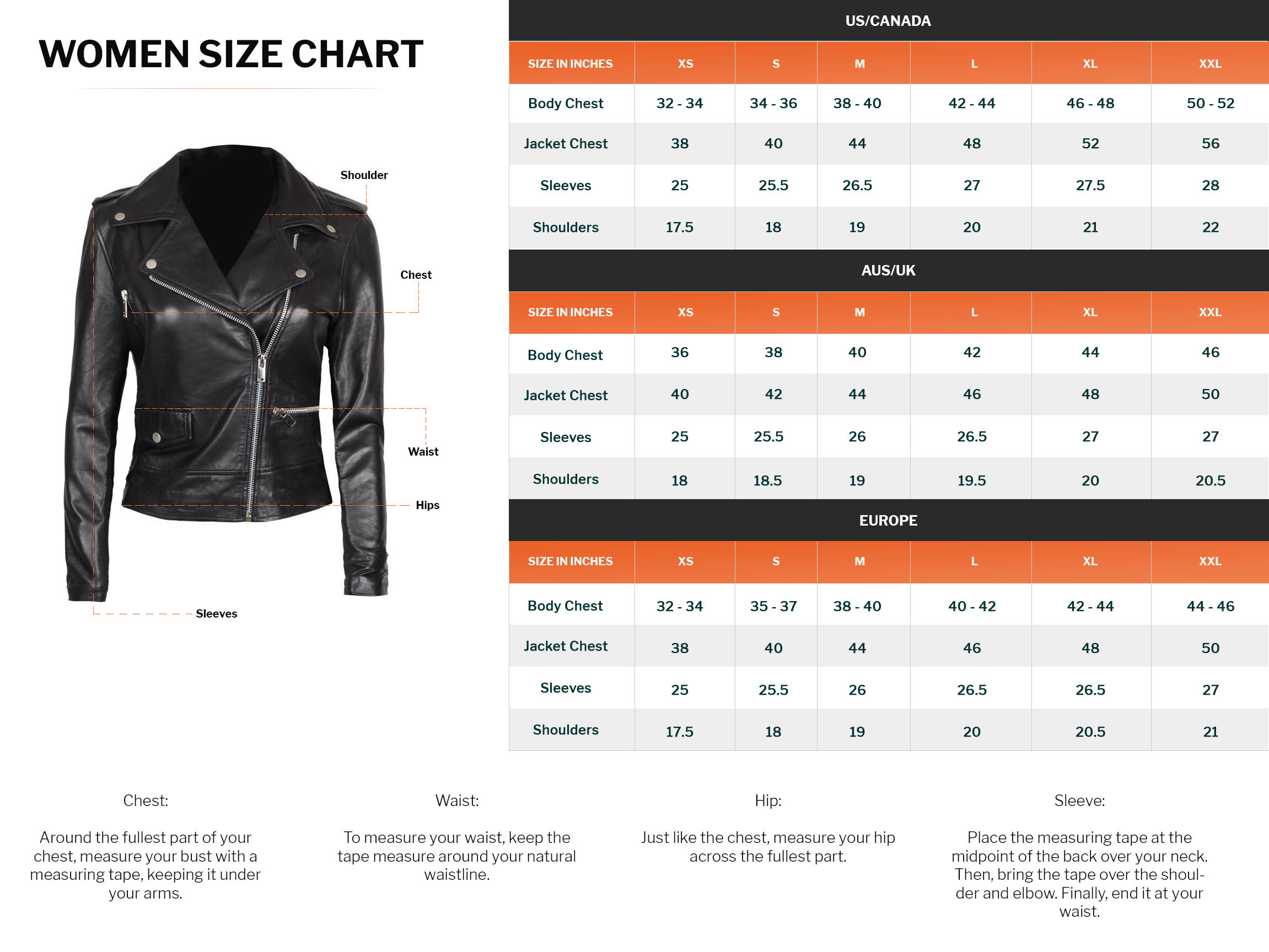 Motorcycle Leather Jacket Size Guide | Reviewmotors.co