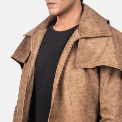 Army Brown Leather Duster - Image 2