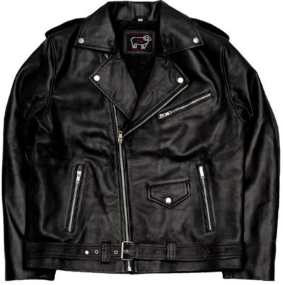Black Biker Leather Jacket - Image 3