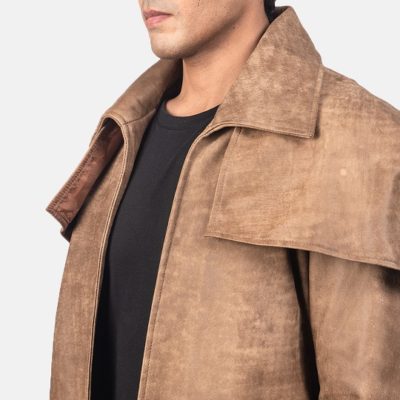 Classic brown leather jacket for men