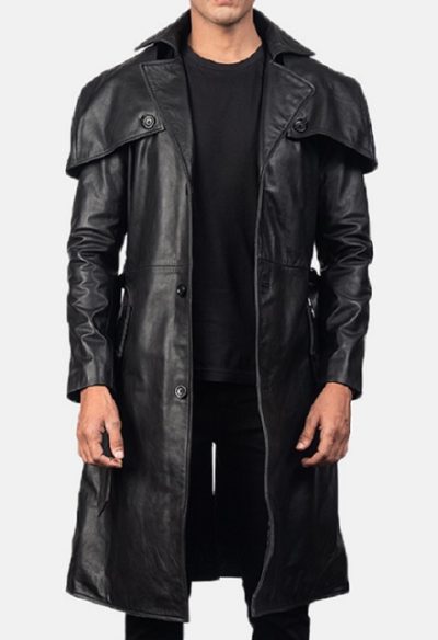 Deux Black Leather coat