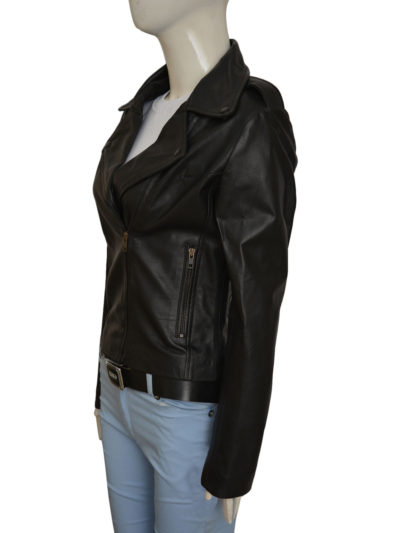 Kim Kardashian Black Motorcycle Leather Jacket - Image 2