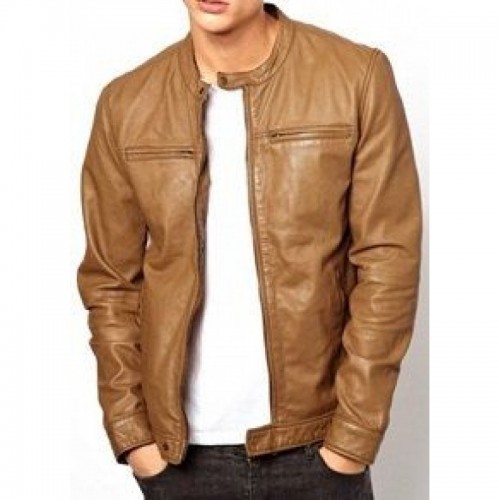 Men light brown leather jacket Movieleatherjackets