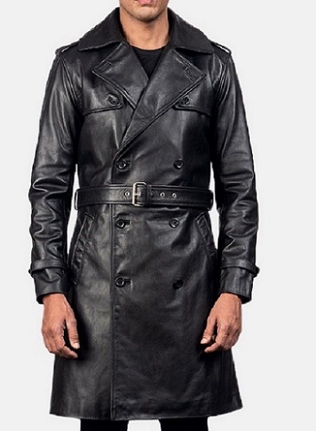 Mens leather duster coat deals