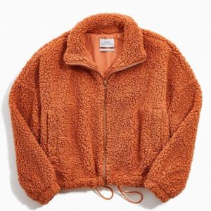maggie trickster crystle lightning orange fuzzy jacket