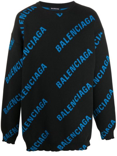the real housewives of salt lake city blue & black balenciaga print sweater