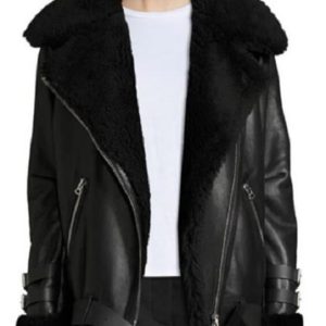 Shearling black leather Coat for Women