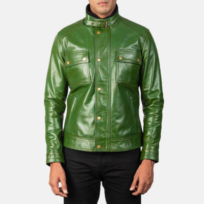 green leather jacket
