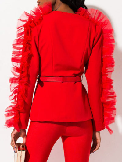 Women-Red-Ruffle-Blazer-Jacket