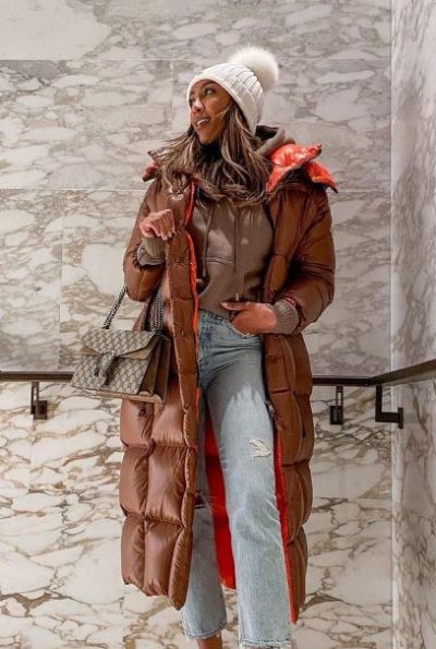 tayshia adams brown coat