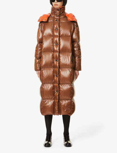 tayshia adams brown puffer coat