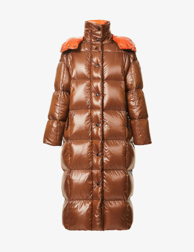 tayshia adams chocolate brown puffer coat