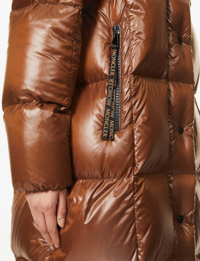 tayshia adams chocolate brown puffer long coat