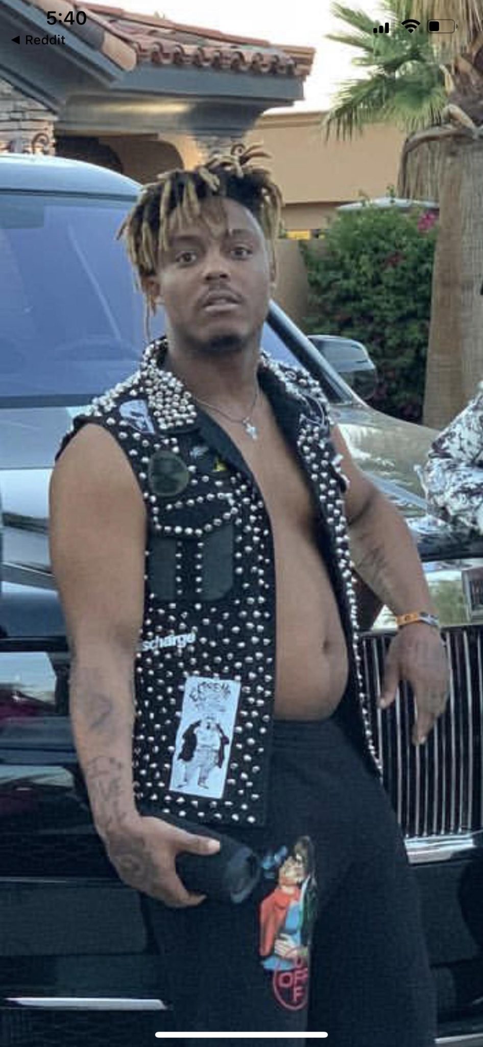 Juice WRLD Black Studded Vest Movie Leather Jackets