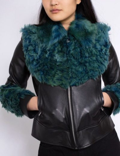 women’s aviator green fur jacket
