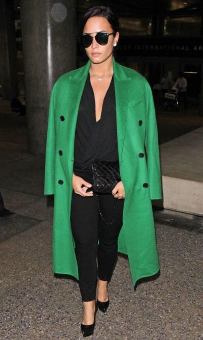 Demi Lovato Green Coat