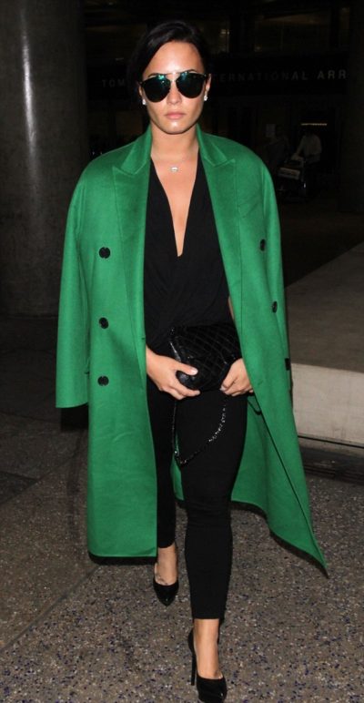 Demi Lovato Green Trench Coat