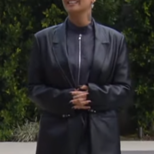 Demi Lovato Matte Black Coat