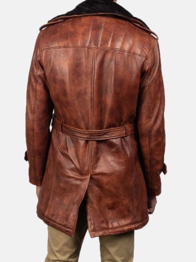 Men’s Distressed Brown Shearling Coat