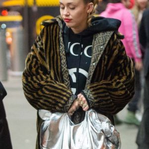 Miley Cyrus Faux Fur Coat