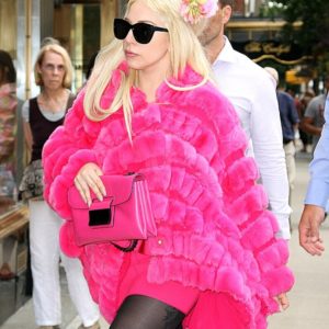 Lady Gaga Hot Pink Fur Coat
