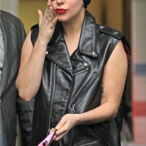 Lady Gaga Singer Black Leather Vest