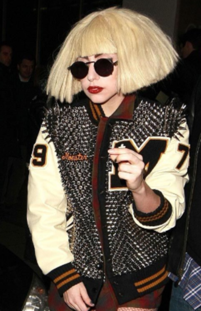 Lady Gaga Studded Varsity Jacket